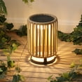 thumbnail image 1 of JONATHAN Y Sawara 12.5" Modern Minimalist Faux Rattan Integrated Indoor/Outdoor LED Solar Powered Lantern, Natural, JYL2602B, 1 of 4