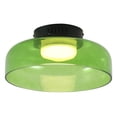 thumbnail image 1 of Jonathan Y 12" Minimalist Iron/Glass Dimmable Integrated LED Flush Mount, Green/Black, 1 of 7