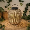 thumbnail image 1 of JONATHAN Y Nara 20.5" Modern Global Faux Rattan Integrated Indoor/Outdoor LED Solar Powered Lantern, Light Brown/Black, JYL2600B, 1 of 4