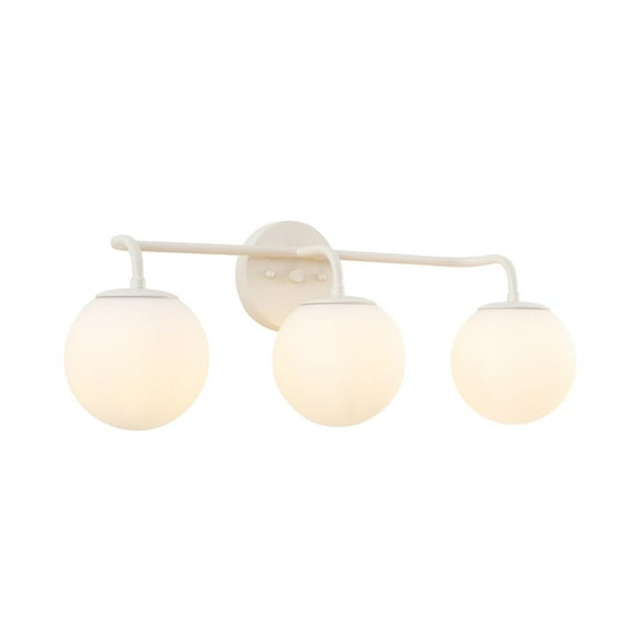 Jonathan Y 25" 3-Light Metal/Frosted Glass Contemporary LED Vanity Light, Almond