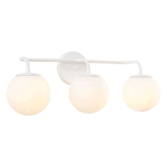 Jonathan Y 25" 3-Light Metal/Frosted Glass Contemporary LED Vanity Light, White