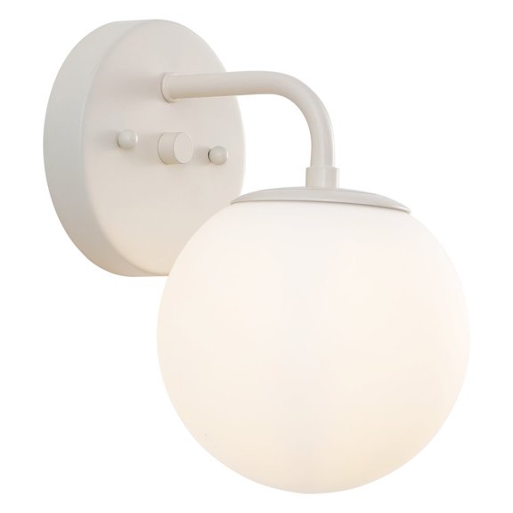 Jonathan Y 5.75" 1-Light Metal/Frosted Glass Contemporary LED Vanity Light, Almond