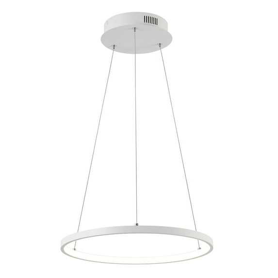 JONATHAN Y Brice 15.75" Modern Contemporary Metal Round Dimmable Integrated LED Pendant, Matte White