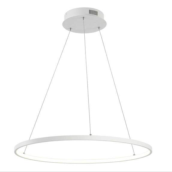 JONATHAN Y Brice 23.75" Modern Contemporary Metal Round Dimmable Integrated LED Pendant, Matte White