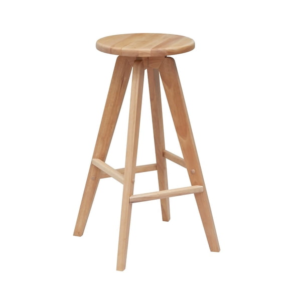 Jonathan Y Ceren 30.5" MidCentury Industrial Round Solid Wood Backless Bar Stool, Natural