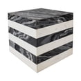 thumbnail image 1 of JONATHAN Y Felix 15.5" Contemporary Natural Marble Handmade Cube End Table, Black/White, MTB1101B, 1 of 7