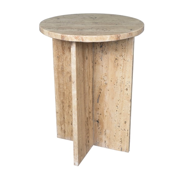 JONATHAN Y Javier 17.75" Contemporary Natural Marble Handmade X-Shaped End Table, Travertine, MTB1103C