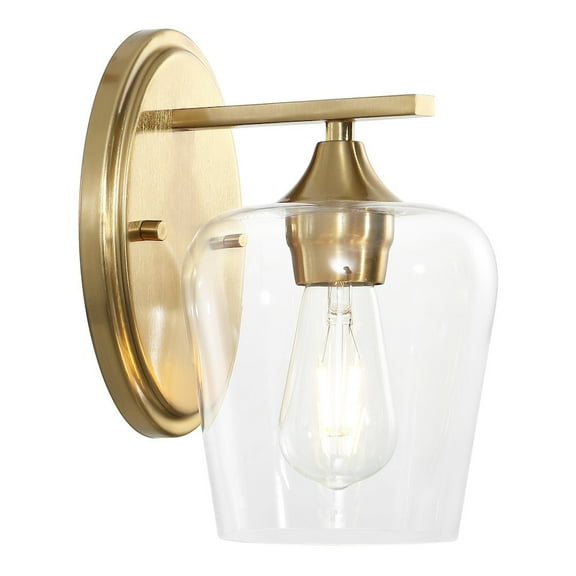 Jonathan Y Jayne 6" 1-Light Iron/Glass Cottage Rustic LED Vanity Light, Brass Gold
