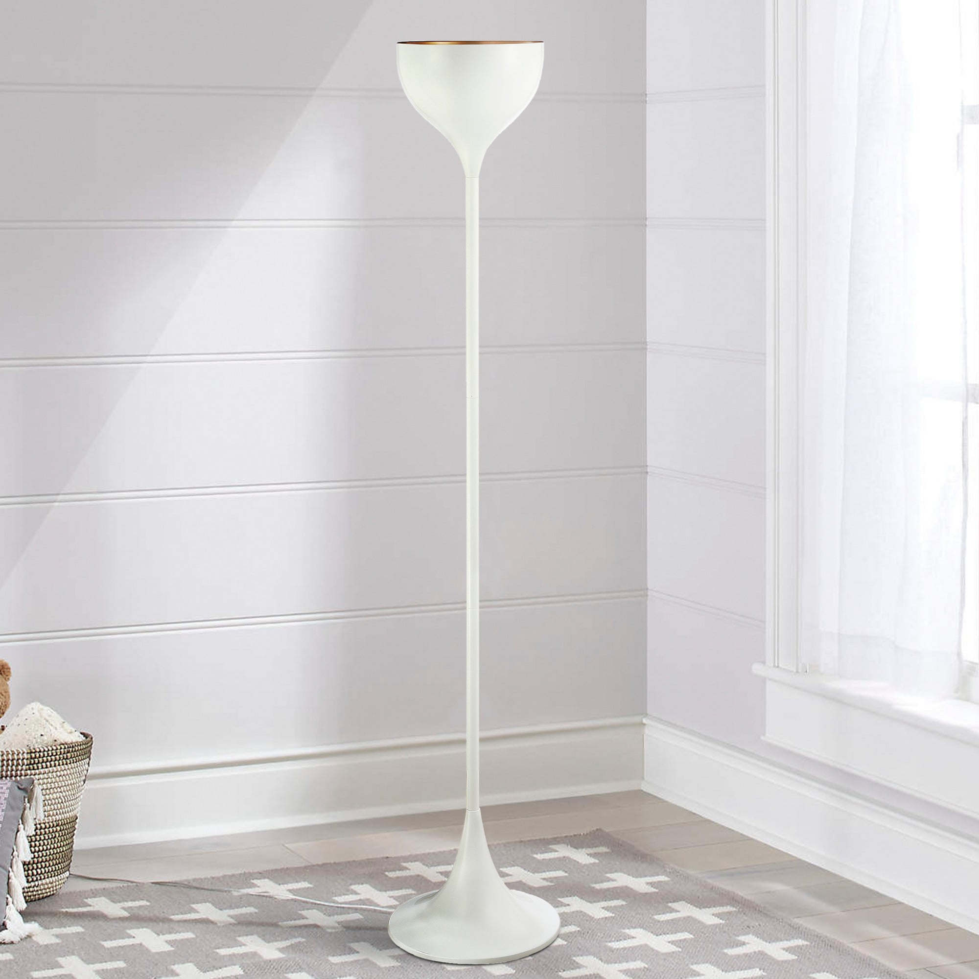 Joyce 69.5" White Metal LED Arc Floor Lamp