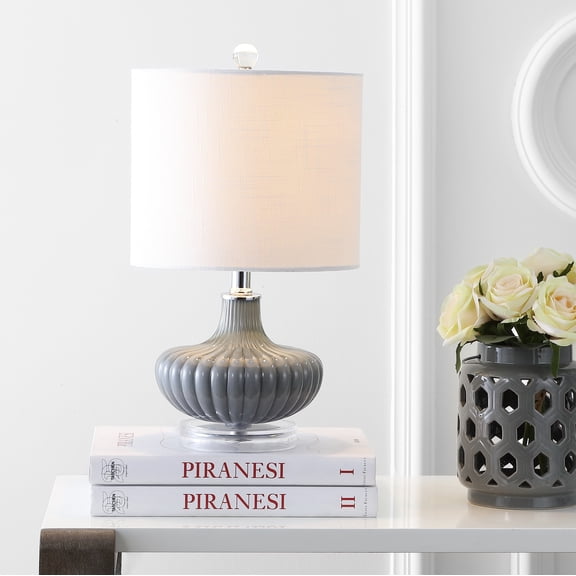 JONATHAN Y Kamille 18" Glass and Lucite LED Table Lamp, Gray, JYL1032A