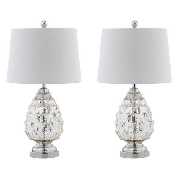 JONATHAN Y Artichoke 25.5" Glass LED Table Lamp, Mercury Silver (Set of 2), JYL1076A-SET2