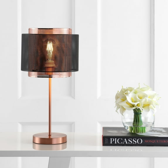 JONATHAN Y Tribeca 19.7" Metal LED Table Lamp, Copper/Black, JYL6106A