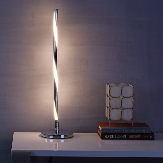 JONATHAN Y Nile 23.5" LED Integrated Table Lamp, Chrome, JYL7000A