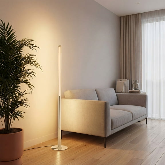 JONATHAN Y Roxanna 68" Integrated LED Metal Floor Lamp, Chrome