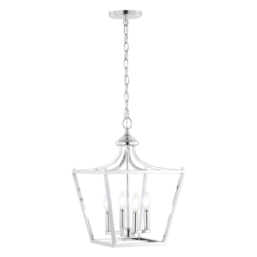 Camden 16" Polished Chrome Iron Drum Pendant Lantern with LED Bulbs