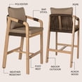 thumbnail image 1 of JONATHAN Y Porto Acacia Wood Outdoor Bar Stool Set of 2 for Patio and Kitchen Counter, Coastal Woven Rope Armchairs with Removable Cushions, Brown BSL1200C-SET2, 1 of 4