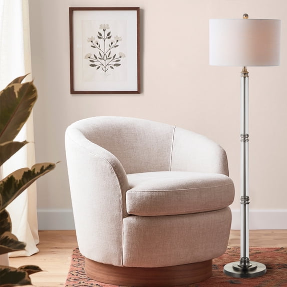 JONATHAN Y Ralph 60" Metal/Glass Floor Lamp, Polished Nickel/Clear, JYL3058A