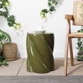 thumbnail image 1 of JONATHAN Y Yves 18" Modern Minimalist Rope Twist Ceramic Indoor/Outdoor Garden Stool, Forest Green, 1 of 6