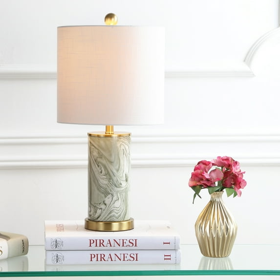 JONATHAN Y Swirl 20.5" Ceramic LED Table Lamp, Gray/Green, JYL3012A