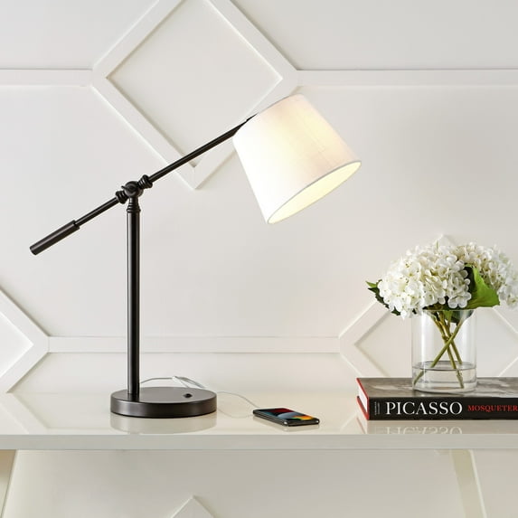 JONATHAN Y Troy 24" Classic Contemporary Iron LED Task Lamp with USB Charging Port, Oil Rubbed Bronze, JYL1129A