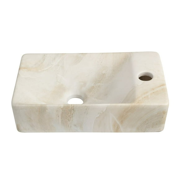 Jonathan Y Wall Mounted Rectangular Ceramic Mini Sink, Right-Side Faucet