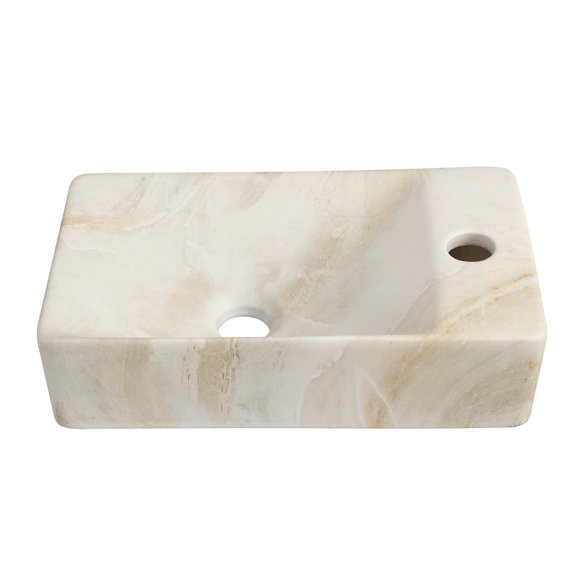 Jonathan Y Wall Mounted Rectangular Ceramic Mini Sink, Right-Side Faucet