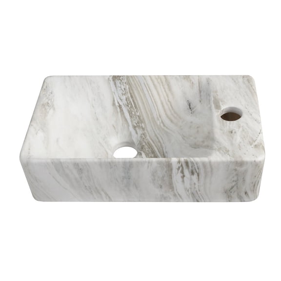 Jonathan Y Wall Mounted Rectangular Ceramic Mini Sink, Right-Side Faucet