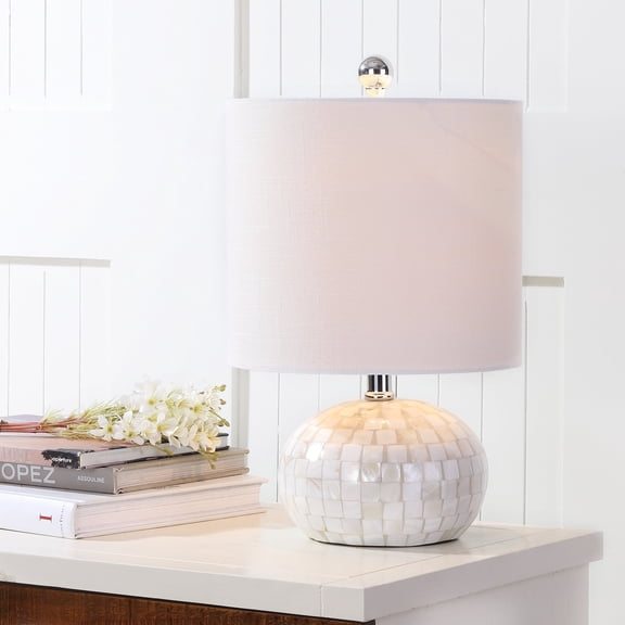 JONATHAN Y Wilson 16" Seashell LED Table Lamp, Ivory, JYL1022A