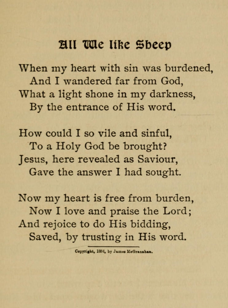 Jonathan & other Poems 1900 All we like sheep Canvas Art - James McGranahan (24 x 36)