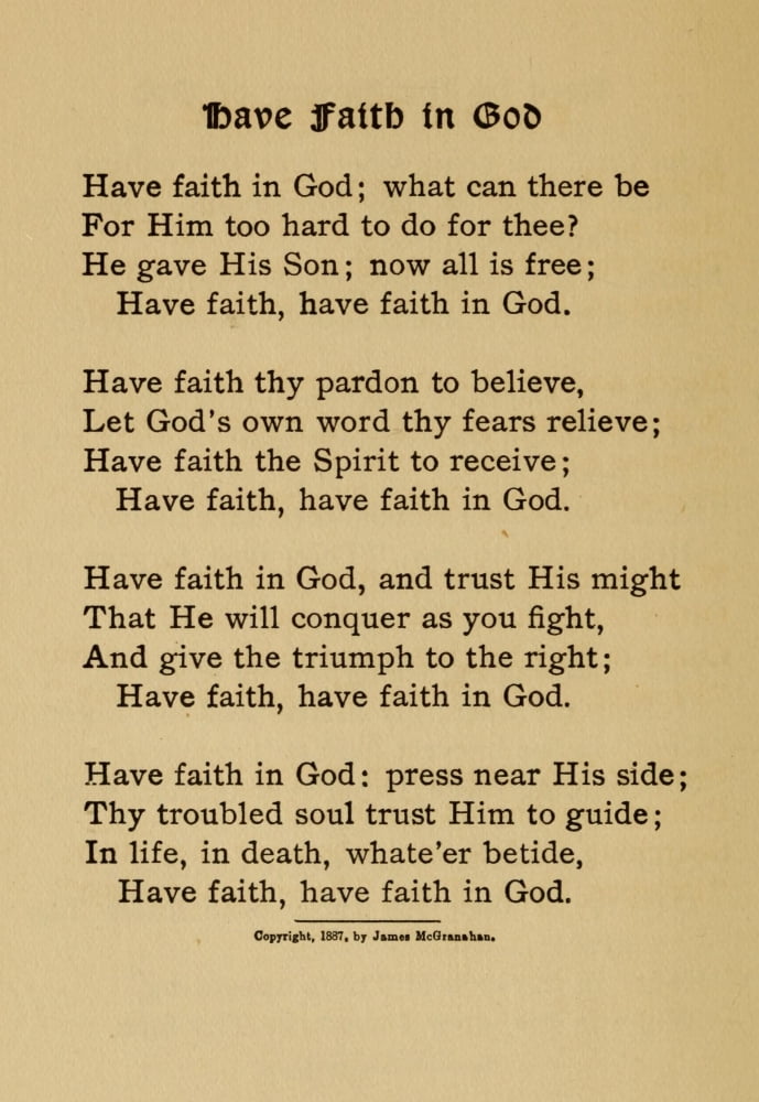 Jonathan & other Poems 1900 Have faith in God Canvas Art - James McGranahan (24 x 36)