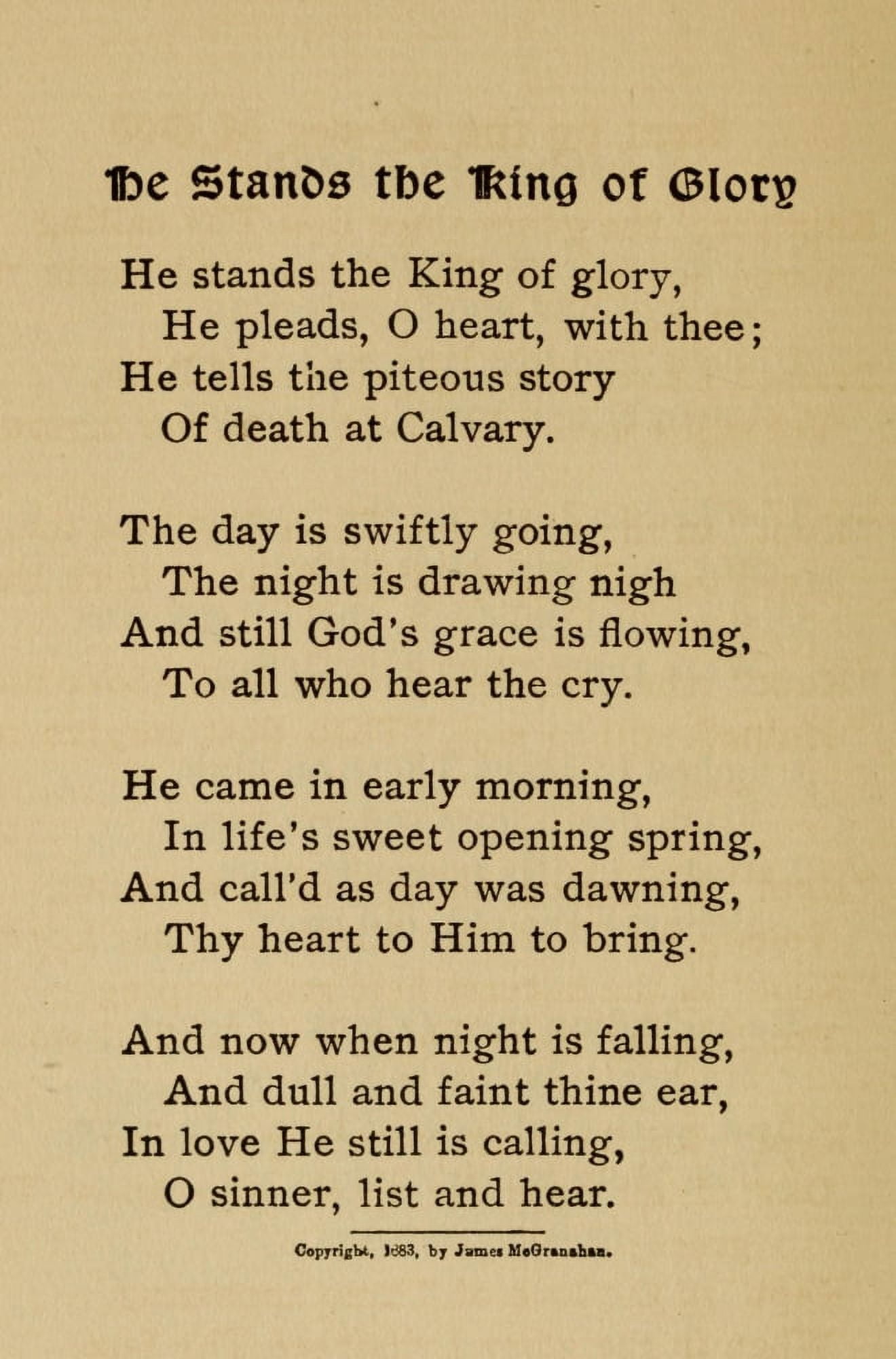 Jonathan & other Poems 1900 He stands the King of Glory Canvas Art - James McGranahan (18 x 24)