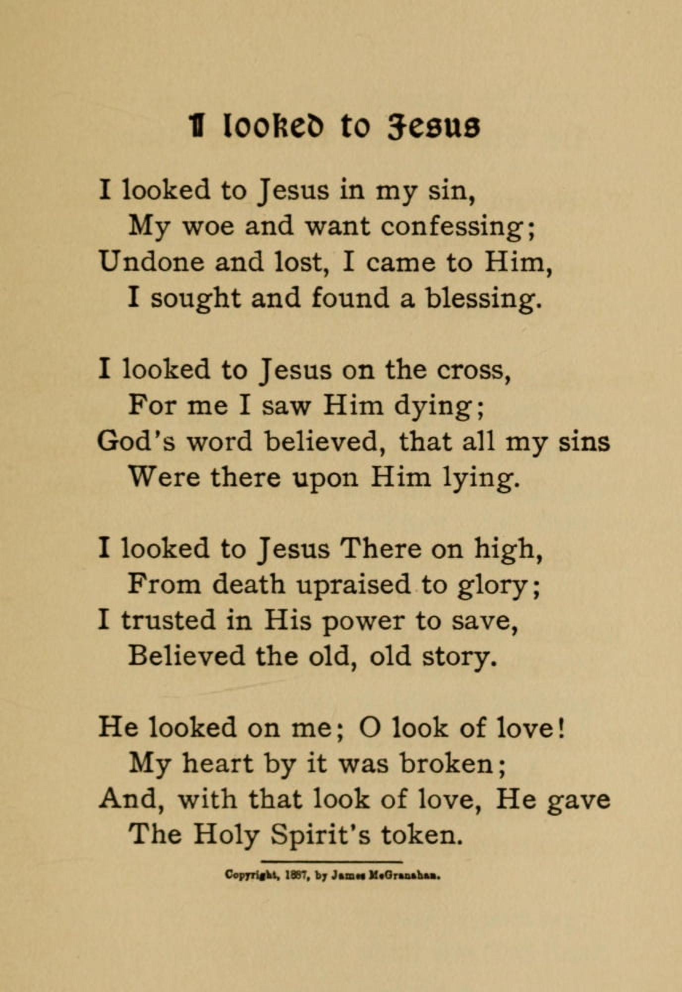 Jonathan & other Poems 1900 I looked to Jesus Canvas Art - James McGranahan (18 x 24)