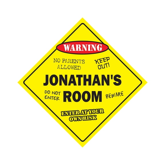 Jonathan's Room Sign Crossing Zone Xing | Indoor/Outdoor | 17" Tall kids bedroom decor door children's name boy girl