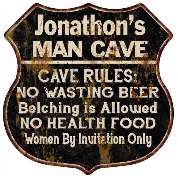 Jonathon's Man Cave Rules Sign Shield Metal Gift 211110007475