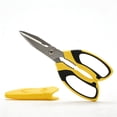 thumbnail image 1 of Jonce 8 Inch Heavy Duty Scissors, Ultra Sharp Serrated Stainless Steel Shears with Protective Cover, for Cutting Cardboard, Fabric, Wire, Packaging, Crafting, Office Workshop Use, Yellow, 1 of 10
