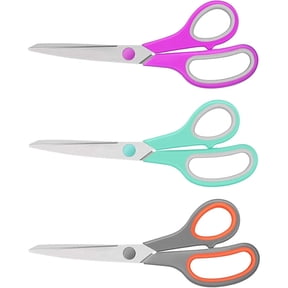 Jonce Scissors 8 Inch 3-Pack, Ultra Sharp Stainless Steel Shears with Comfort Grip Handles for Office, Sewing, Fabric, Craft, Home, Teacher Supplies, Left/Right Handed