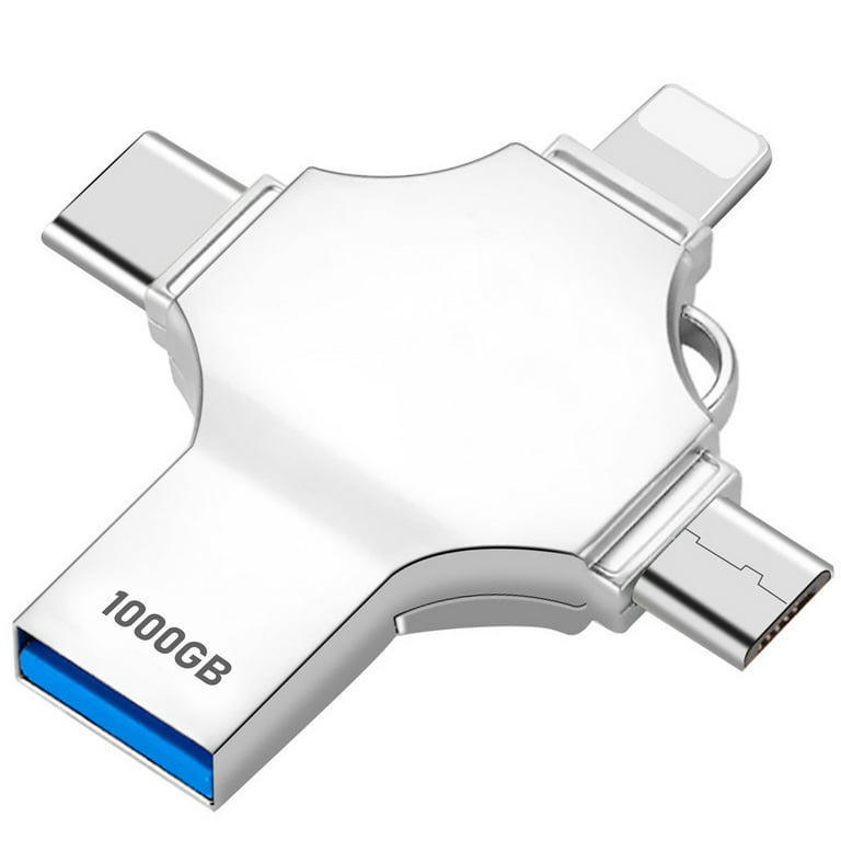 Jonephe 1TB USB Flash Drive for iPhone iOS/Android USB 3.0 Memory Stick 4  in 1
