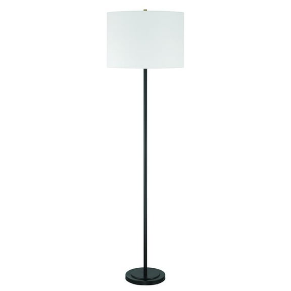 Jones 65 in. Flat Black Finish 1-Light Standard Floor Lamp for Home w/ White Linen Shade
