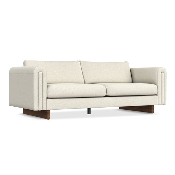 Simpli Home Jones 84 inch Wide Contemporary Sofa in Ivory Tightly Woven Performance Fabric