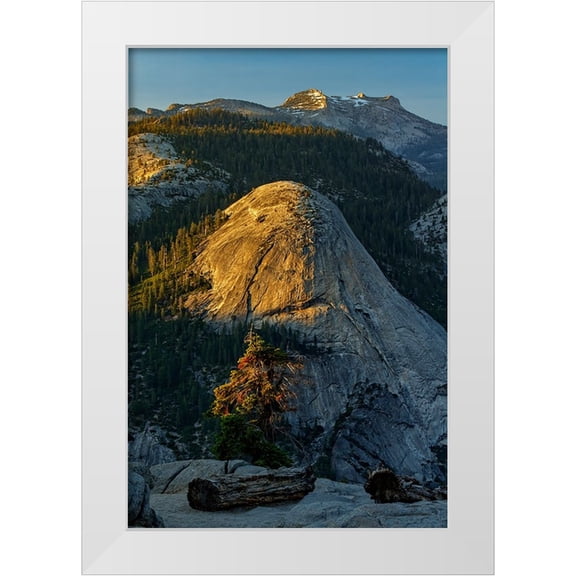 Jones, Adam 13x18 White Modern Wood Framed Museum Art Print Titled - View of North Dome from Glacier Point at sunset-Yosemite National Park-California