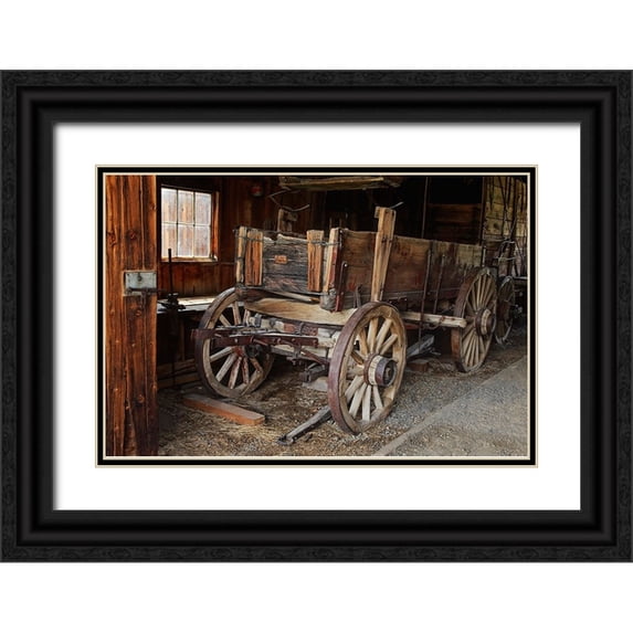 Jones, Adam 14x11 Black Ornate Wood Framed with Double Matting Museum Art Print Titled - Abandoned ore wagon-Bodie State Historic Park-California