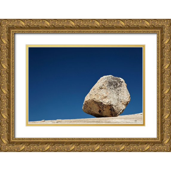 Jones, Adam 14x11 Gold Ornate Wood Framed with Double Matting Museum Art Print Titled - Large granite boulder on ridge-Olmsted Point-Yosemite National Park-California