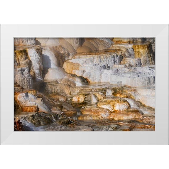 Jones, Adam 14x11 White Modern Wood Framed Museum Art Print Titled - Colorful terrace-Canary Spring-Mammoth Hot Springs-Yellowstone National Park-Wyoming
