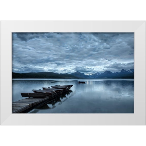 Jones, Adam 14x11 White Modern Wood Framed Museum Art Print Titled - Dock and Lake McDonald-Glacier National Park-Montana