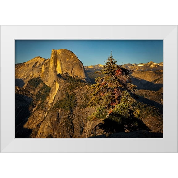 Jones, Adam 14x11 White Modern Wood Framed Museum Art Print Titled - View of Half Dome from Glacier Point at sunset-Yosemite National Park-California