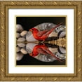 thumbnail image 1 of Jones, Adam 15x15 Gold Ornate Wood Framed with Double Matting Museum Art Print Titled - Northern Cardinal and mirror reflection on small pond Rio Grande Valley-Texas, 1 of 4