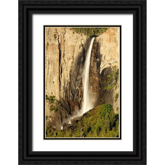 Jones, Adam 17x24 Black Ornate Wood Framed with Double Matting Museum Art Print Titled - Bridalveil Fall-Yosemite National Park-California