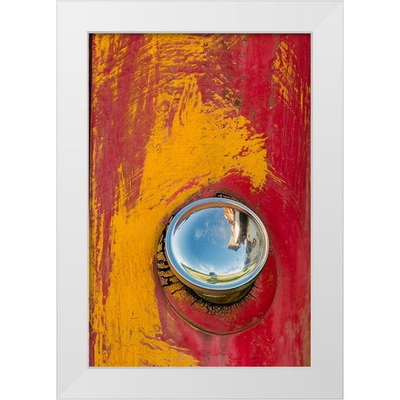 Jones, Adam 17x24 White Modern Wood Framed Museum Art Print Titled - Gas cap on old abandoned truck-Palouse region of eastern Washington State