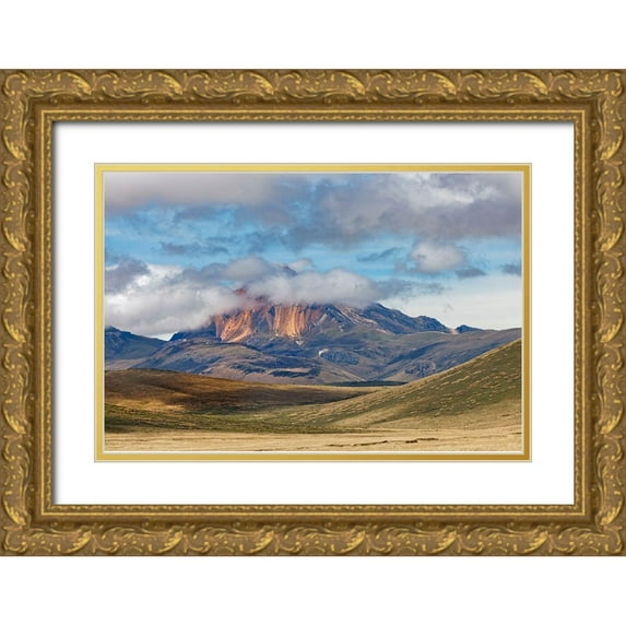 Jones, Adam 18x13 Gold Ornate Wood Framed with Double Matting Museum Art Print Titled - Distant mountain and clouds at high elevation-Antisana Ecological Reserve-Ecuador