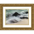 thumbnail image 1 of Jones, Adam 18x13 Gold Ornate Wood Framed with Double Matting Museum Art Print Titled - Waves crashing over lava rocks on shoreline of Espanola Island-Galapagos Islands-Ecuador, 1 of 4